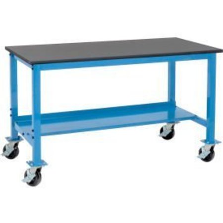 GLOBAL EQUIPMENT Mobile Production Workbench w/ Phenolic Resin Top, 60"W x 30"D, Blue 253995BL